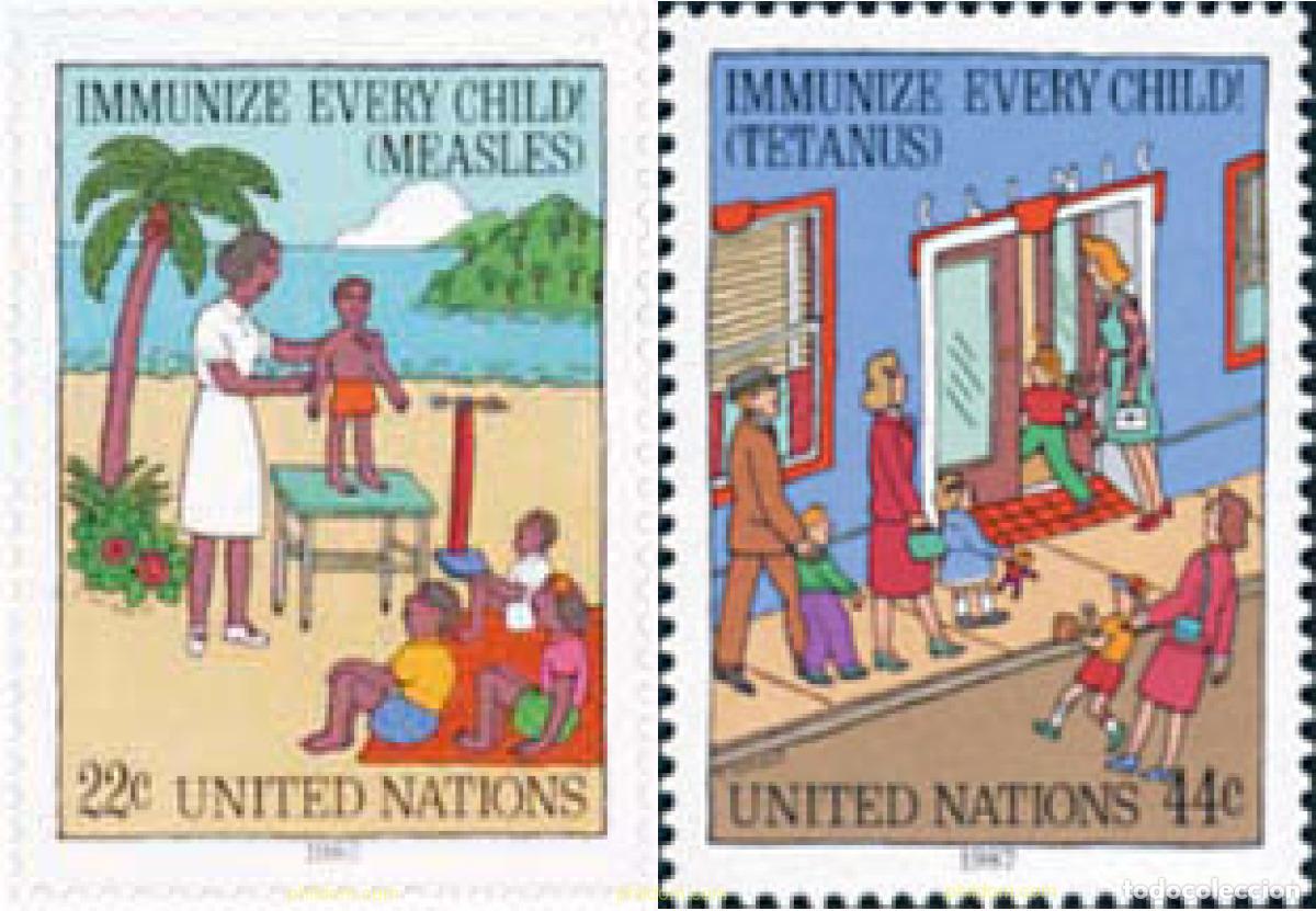 Sellos: 127247 MNH NACIONES UNIDAS. Nueva York 1987 VACUNACION INFANTIL