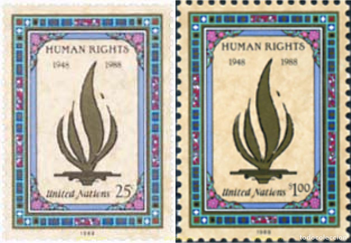 Sellos: 127251 MNH NACIONES UNIDAS. Nueva York 1988 40 ANIVERSARIO DE LA DECLARACION UNIVERSAL DE LOS DEREC