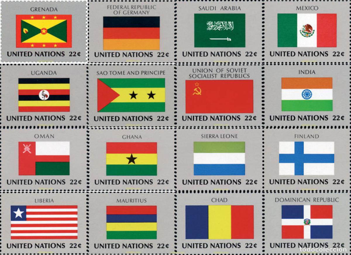 Sellos: 127225 MNH NACIONES UNIDAS. Nueva York 1985 BANDERAS DE LOS ESTADOS MIEMBRO DE LAS NACIONES UNIDAS