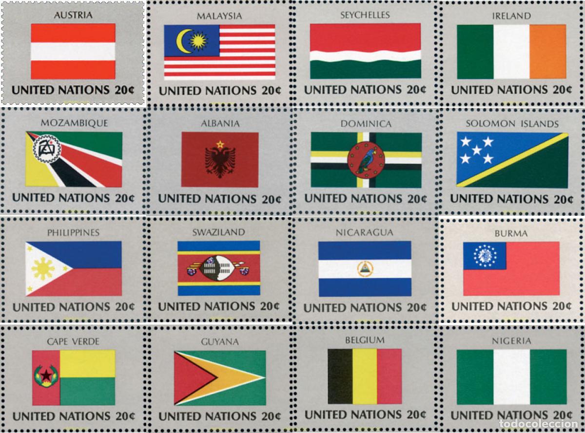 Sellos: 127219 MNH NACIONES UNIDAS. Nueva York 1982 BANDERAS DE LOS ESTADOS MIEMBRO DE LAS NACIONES UNIDAS