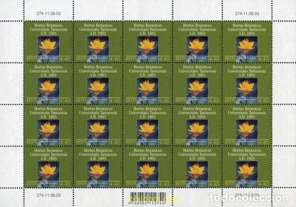 Sellos: 230537 MNH ESTONIA 2003 BICENTENARIO DEL JARDIN BOTANICO DE LA UNIVERSIDAD DE TARTU