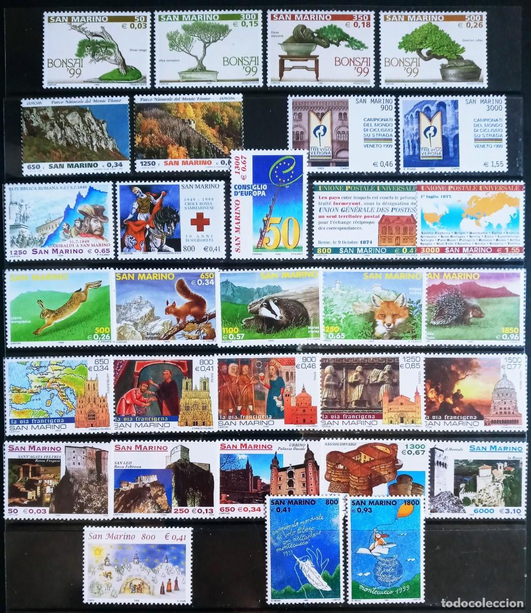 Sellos: SAN MARINO - IVERT A&Ntilde;O 1999 COMPLETO NUEVO ** 47 SELLOS+ 2 HOJA BLOQUE LOS DE LAS 3 FOTOS