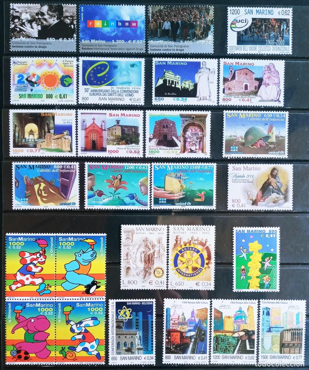 Sellos: SAN MARINO - IVERT A&Ntilde;O 2000 COMPLETO NUEVO ** 39 SELLOS+ 1 HOJA BLOQUE+ 1 CARNET LOS DE LAS 3 FOTOS