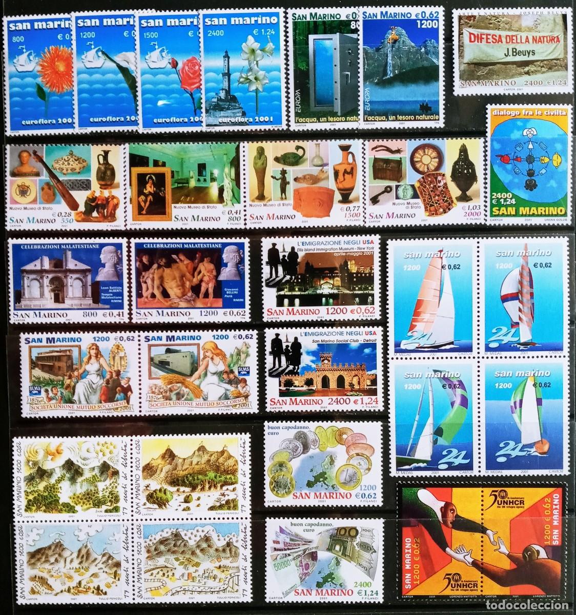 Sellos: SAN MARINO - IVERT A&Ntilde;O 2001 COMPLETO NUEVO ** 54 SELLOS+ 2 HOJA BLOQUE LOS DE LAS 3 FOTOS