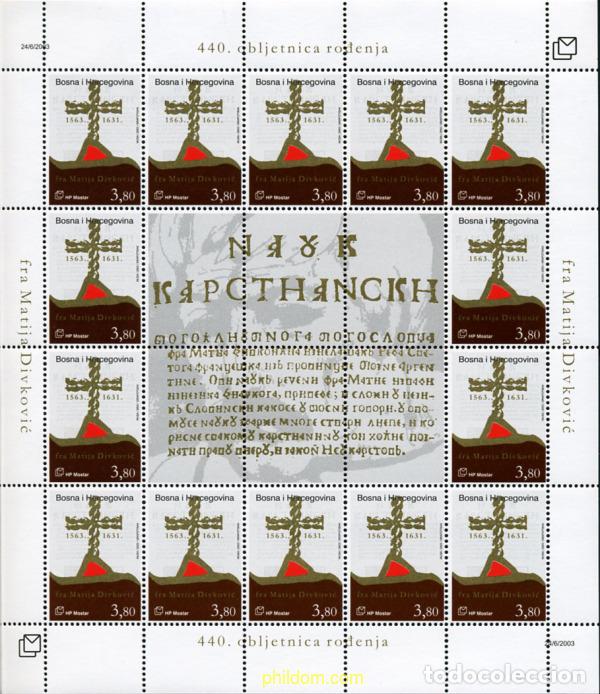 Sellos: 135044 MNH BOSNIA-HERZEGOVINA. Adm Croata 2003 440 ANIVERSARIO DEL NACIMIENTO DE FRA MATIJA DICKOVI
