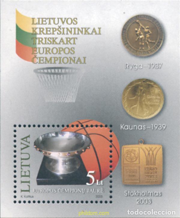Sellos: 137904 MNH LITUANIA 2003 CAMPEON DE EUROPA DE BALONCESTO