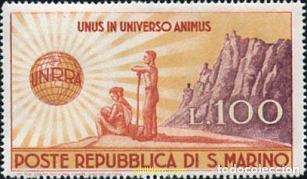 Sellos: 140601 MNH SAN MARINO 1946 HOMENAJE A LA ADMINISTRACION DE LAS NACIONES UNIDAS