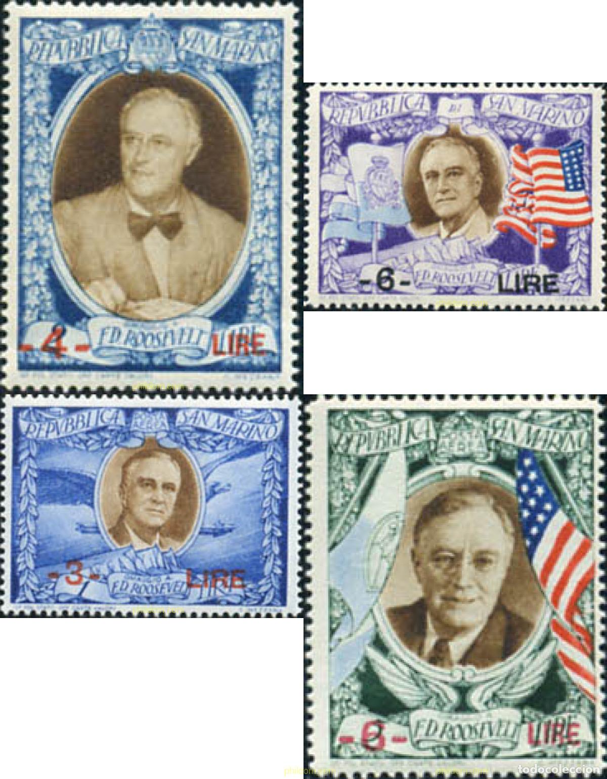 Selos: 688684 MNH SAN MARINO 1947 A LA MEMORIA DEL PRESIDENTE ROOSEVELT