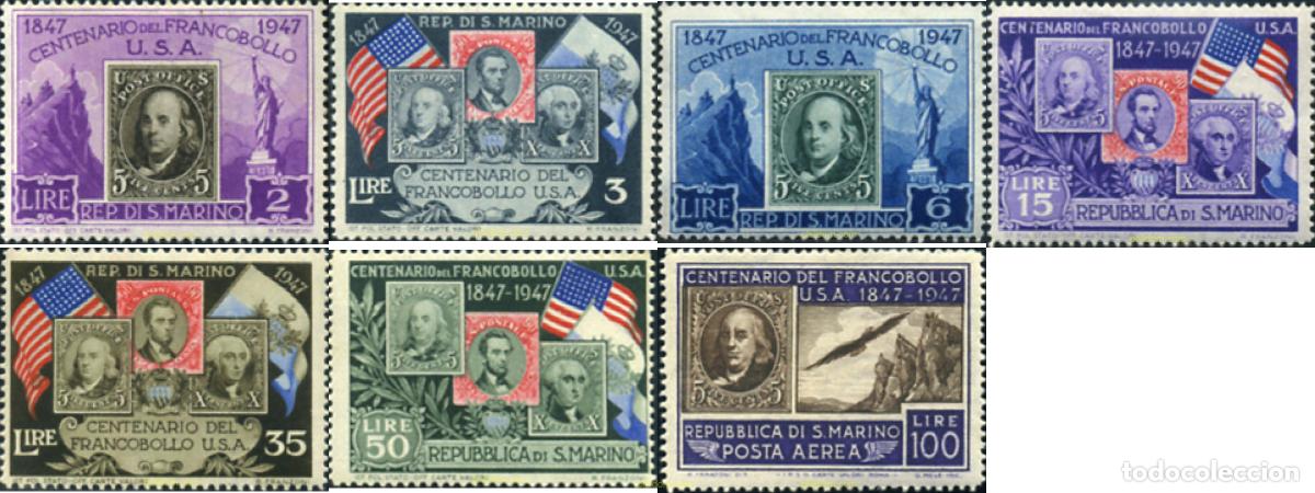 Selos: 571389 HINGED SAN MARINO 1947 CENTENARIO DEL SELLO DE LOS ESTADOS UNIDOS