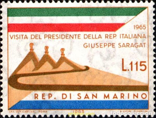 Sellos: 140797 MNH SAN MARINO 1965 VISITA DEL PRESIDENTE ITALIANO GIUSEPPE SARAGAT