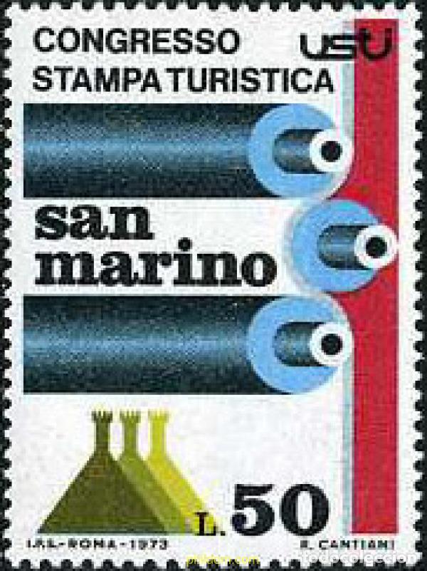 Stamps: 140954 MNH SAN MARINO 1973 CONGRESO DE LA IMPRESION TURISTICA