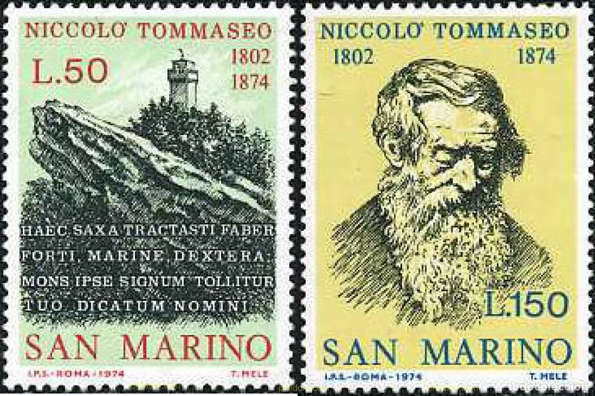 Stamps: 140980 MNH SAN MARINO 1974 CENTENARIO DE LA MUERTE DE NICCOLO TOMMASEO