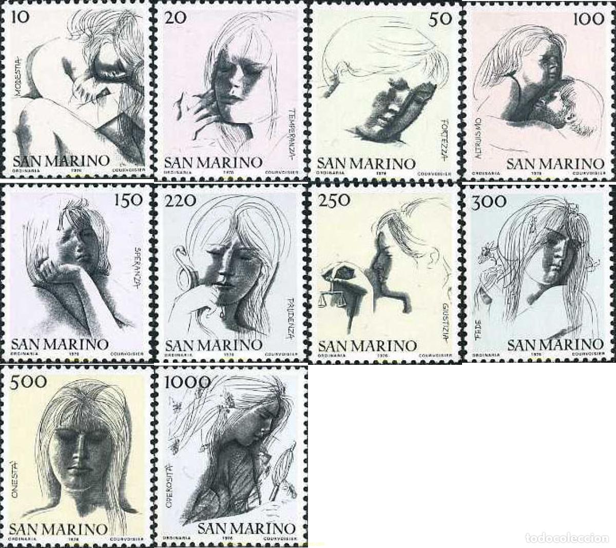 Stamps: 141000 MNH SAN MARINO 1976 LAS VIRTUDES CIVILES