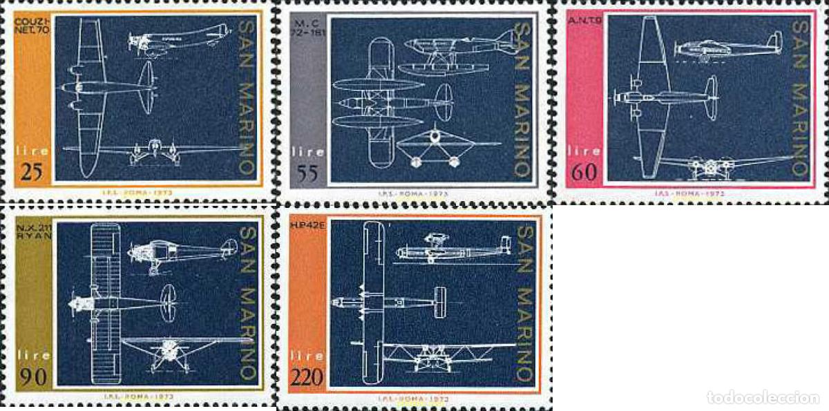 Sellos: 140959 MNH SAN MARINO 1973 CONSTRUCCION DE AEROPLANOS