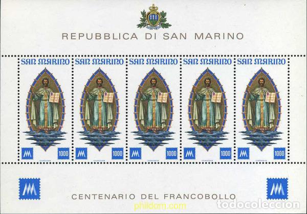 Sellos: 141043 MNH SAN MARINO 1977 CENTENARIO DEL PRIMER SELLO DE SAN MARINO