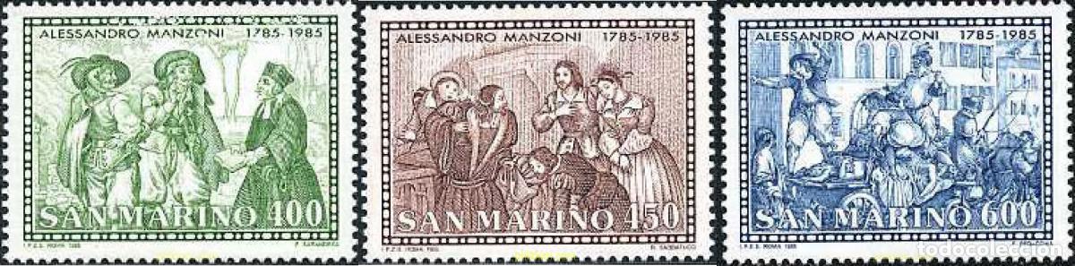 Sellos: 141210 MNH SAN MARINO 1985 200 ANIVERSARIO DEL NACIMIENTO DE ALESSANDRO MANZONI.POETA