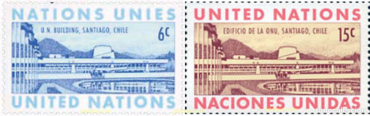 Sellos: 141238 MNH NACIONES UNIDAS. Nueva York 1969 EDIFICIO DE LAS NACIONES UNIDAS EN SANTIAGO DE CHILE