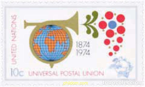 Sellos: 141274 MNH NACIONES UNIDAS. Nueva York 1974 CENTENARIO DE LA U.P.U.