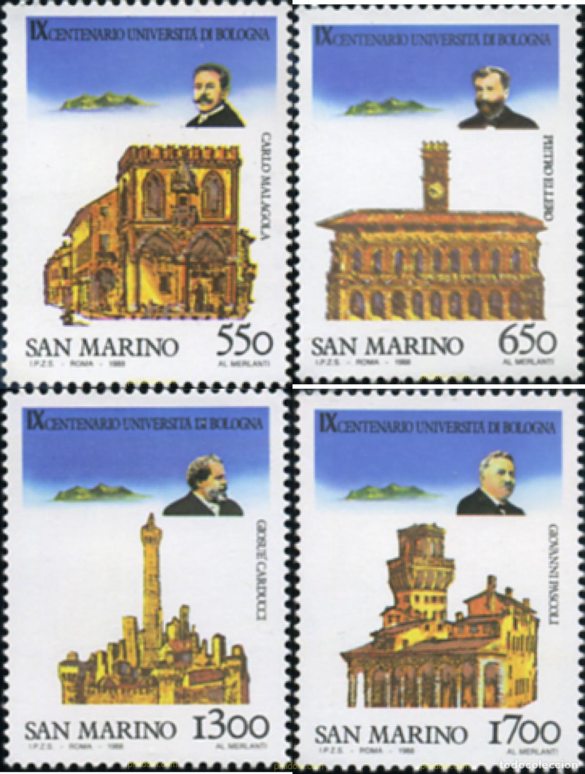 Sellos: 141277 MNH SAN MARINO 1988 9 ANIVERSARIO DE LA UNIVERSIDAD DE BOLOGNIA