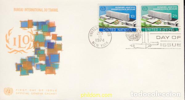 Sellos: 445508 MNH NACIONES UNIDAS. Nueva York 1974 NUEVA SEDE DE LA OFICINA INTERNACIONAL DE TRABAJO EN GI