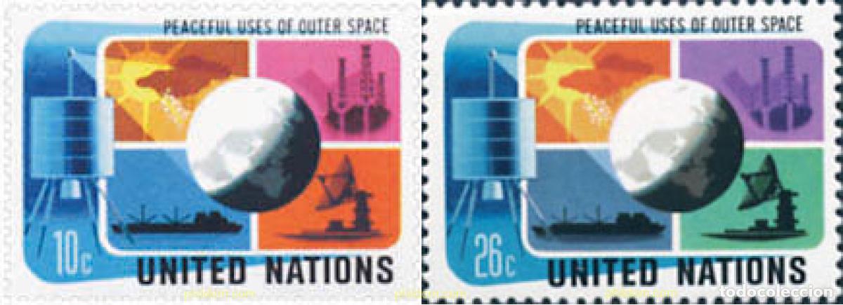 Sellos: 141278 MNH NACIONES UNIDAS. Nueva York 1975 UTILIZACION PACIFICA DEL ESPACIO EXTRA-ATMOSFERICO