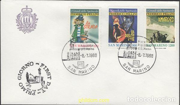 Sellos: 445521 MNH SAN MARINO 1988 LOS GRANDES DEL ESPECTACULO. HOMENAJE A FEDERICO FELLINI