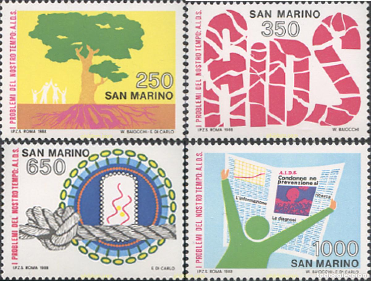 Sellos: 141292 MNH SAN MARINO 1988 SIMPOSIUM INTERNACIONAL CONTRA EL SIDA