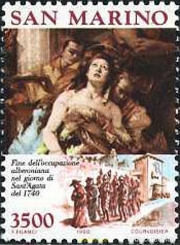 Sellos: 141344 MNH SAN MARINO 1990 250 ANIVERSARIO DE LA LIBERACION DE LA OCUPACION MILITAR PONTIFICIA