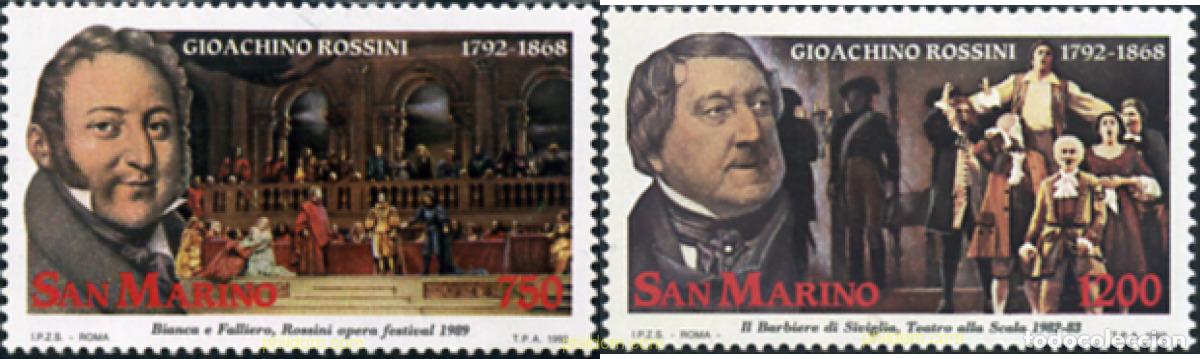 Sellos: 141434 MNH SAN MARINO 1992 200 ANIVERSARIO DEL NACIMIENTO DE GIOACHINO ROSSINI