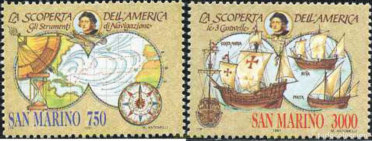 Sellos: 141420 MNH SAN MARINO 1991 500 ANIVERSARIO DEL DESCUBRIMIENTO DE AMERICA
