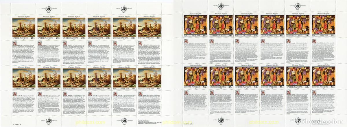 Sellos: 141339 MNH NACIONES UNIDAS. Nueva York 1993 DECLARACION UNIVERSAL DE LOS DERECHOS HUMANOS