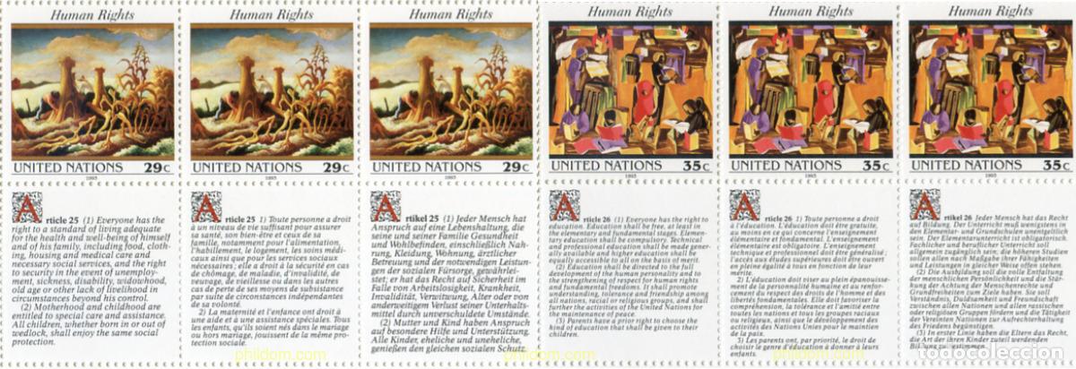 Sellos: 158709 MNH NACIONES UNIDAS. Nueva York 1993 DECLARACION UNIVERSAL DE LOS DERECHOS HUMANOS