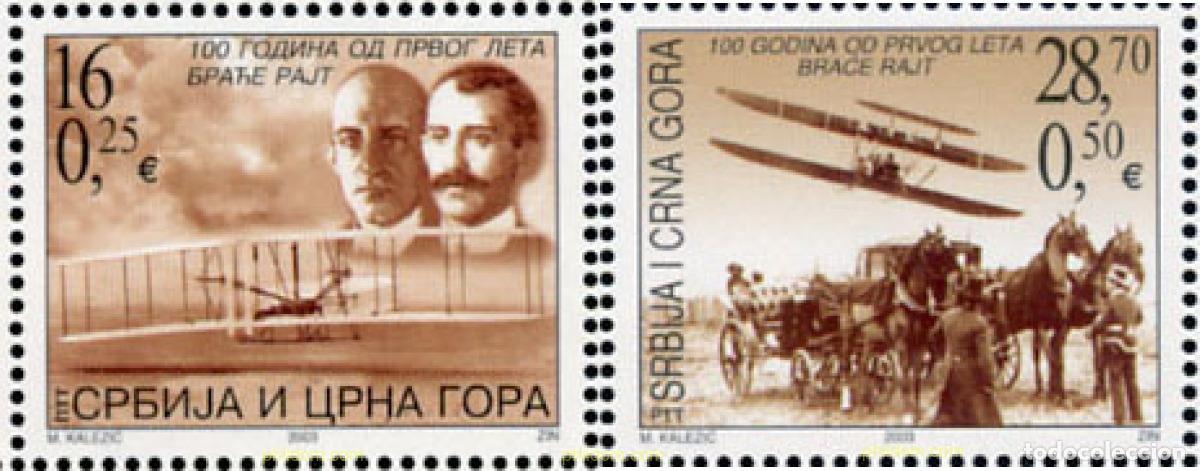 Sellos: 142957 MNH SERBIA Y MONTENEGRO 2003 CENTENARIO DEL PRIMER VUELO DE LOS HERMANOS WRIGHT