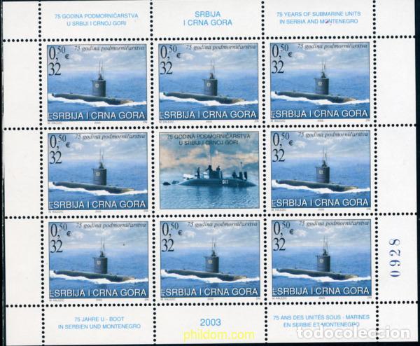 Sellos: 142956 MNH SERBIA Y MONTENEGRO 2003 75 ANIVERSARIO DE LA FLOTA SUBMARINA EN YUGOSLAVIA