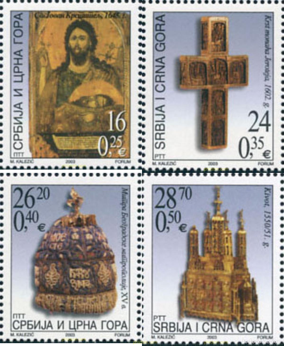 Selos: 143469 MNH SERBIA Y MONTENEGRO 2003 PIEZAS DEL MUSEO DE LA IGLESIA ORTODOXA