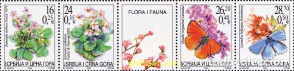 Sellos: 143799 MNH SERBIA Y MONTENEGRO 2004 FLORA Y FAUNA