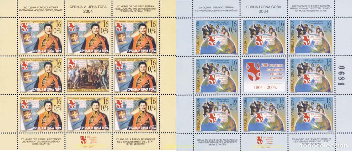 Briefmarken: 144229 MNH SERBIA Y MONTENEGRO 2004 200 ANIVERSARIO DE LA PRIMERA REBELION SERBIA