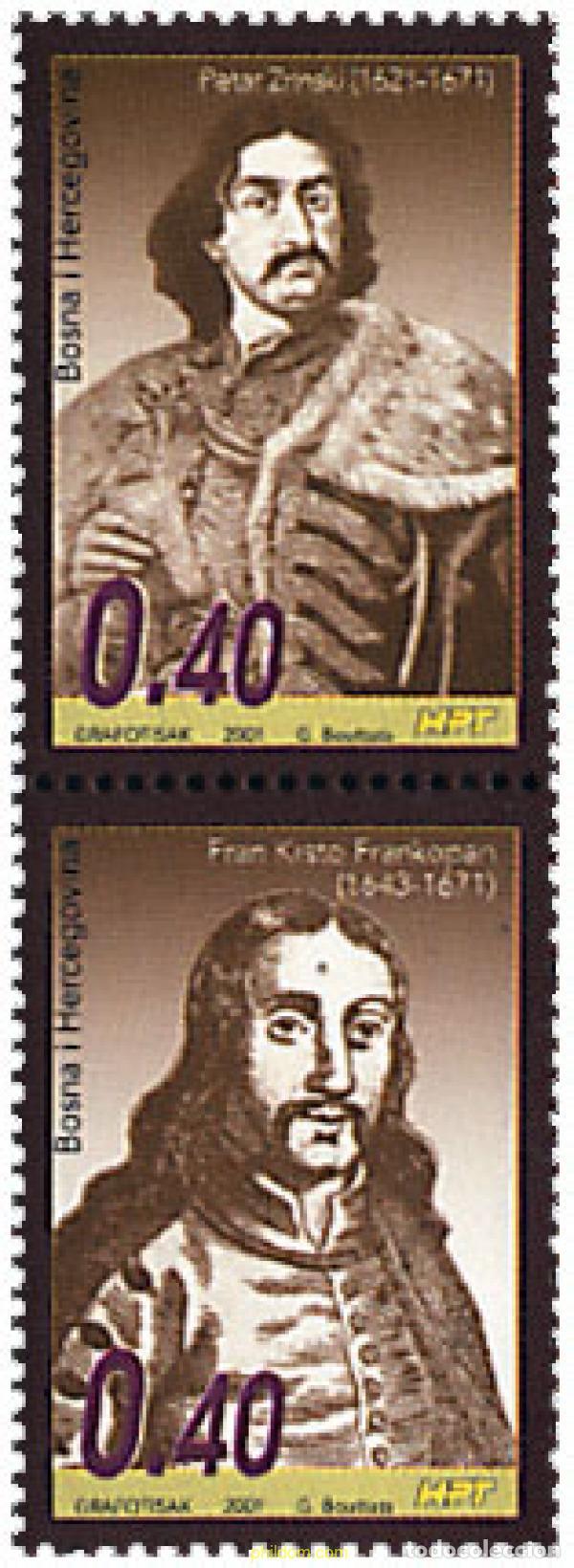 Briefmarken: 5426 MNH BOSNIA-HERZEGOVINA. Adm Croata 2001 330 ANIVERSARIO DE LA MUERTE DE PETAR ZRINSKI Y FRAN K