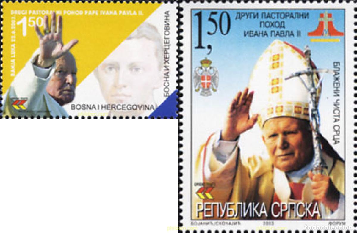 Sellos: 146458 MNH BOSNIA-HERZEGOVINA. Adm Serbia 2003 VISITA DEL PAPA JUAN PABLO II