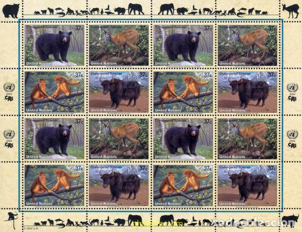 Sellos: 146830 MNH NACIONES UNIDAS. Nueva York 2004 FAUNA PROTEGIDA