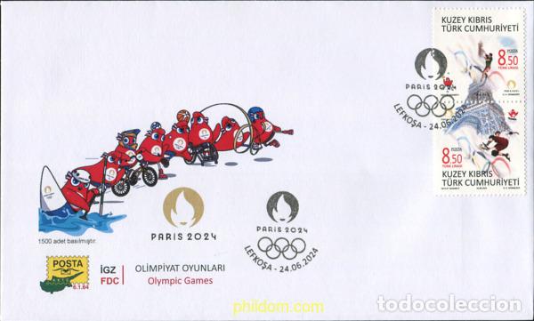 Sellos: 775794 MNH CHIPRE. Administraci&oacute;n turca 2024 33 JUEGOS OLIMPICOS DE VERANO - PARIS 2024