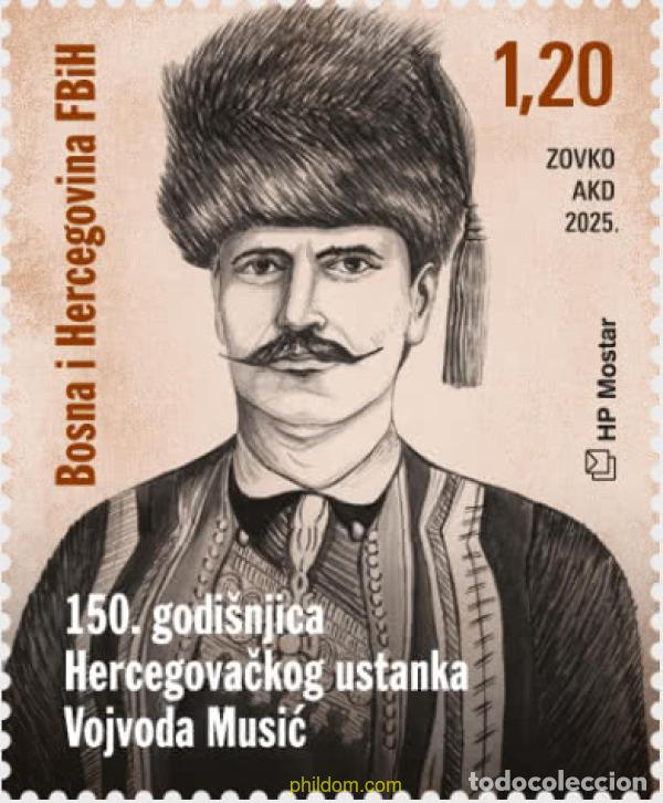 Sellos: 770824 MNH BOSNIA-HERZEGOVINA. Adm Croata 2025 150&ordm; ANIVERSARIO DEL LEVANTAMIENTO DE HERZEGOVINA
