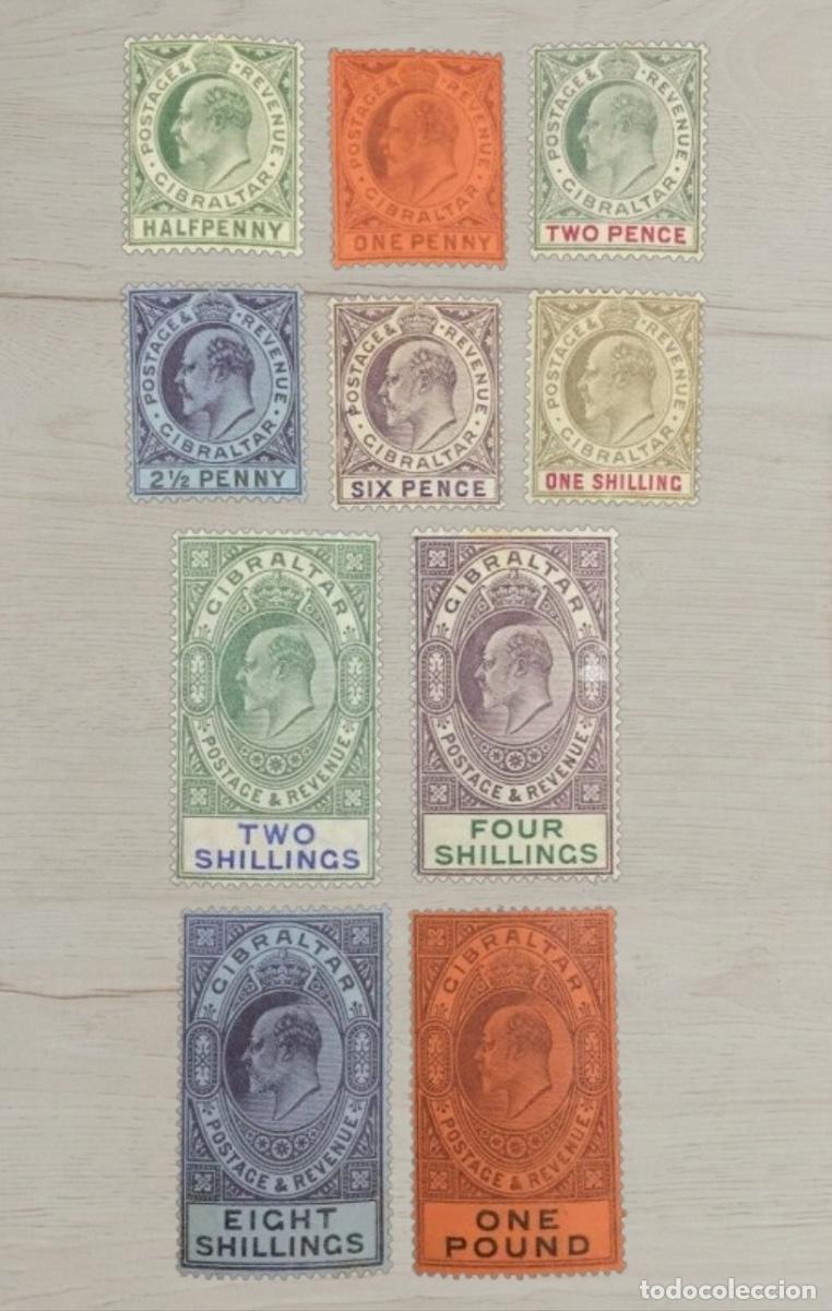 Sellos: Gibraltar 1912-1924 King George V Complete Definitive Selection Mint 10v - Rare High Values Up to On