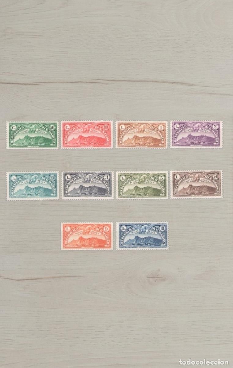 Sellos: SAN MARINO 1931 Mount Titano Airmail Set &ndash; Complete 10 Premium Stamps / Rare 10L Key / Mint Unused