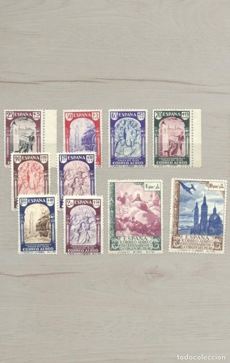 Sellos: Spain 1940 19th Centenary Virgen del Pilar Complete Airmail Stamp Set 10 MNH