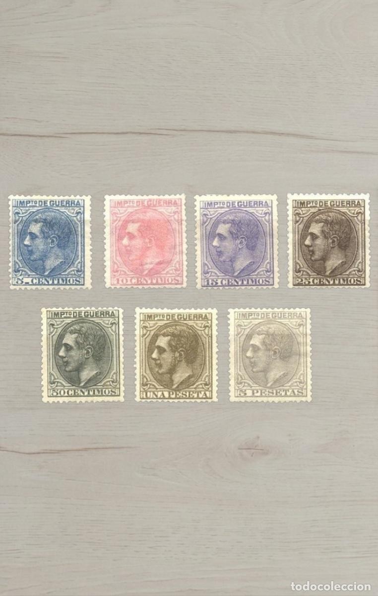 Sellos: Spain 1898 Alfonso XIII Impuesto de Guerra War Tax Stamp Set 7 Values MNH