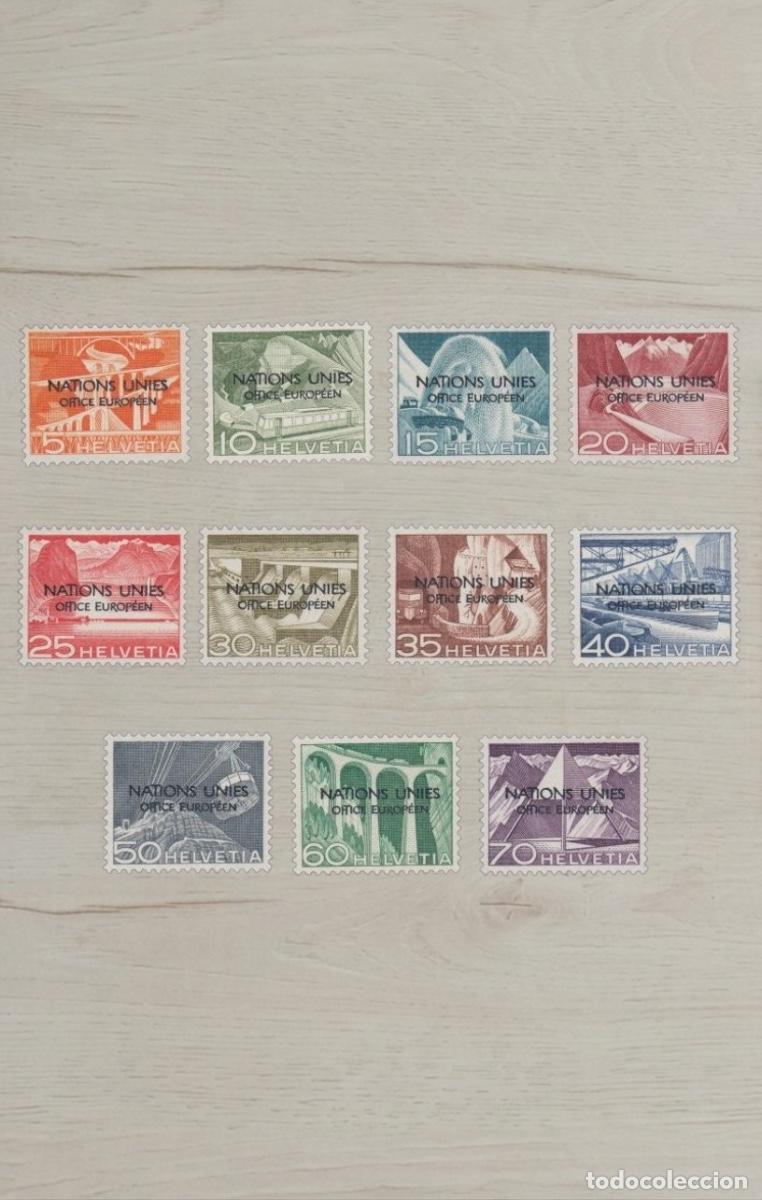 Sellos: Switzerland UN 1950 Nations Unies Office Europ&eacute;en Complete Stamp Series 11v MNH