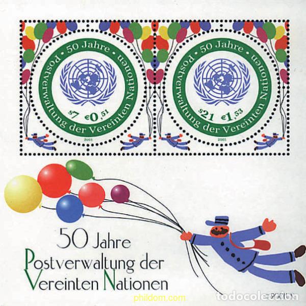 Sellos: 113047 MNH NACIONES UNIDAS. Viena 2001 50 ANIVERSARIO DE LA ADMINISTRACION POSTAL DE LAS NACIONES U