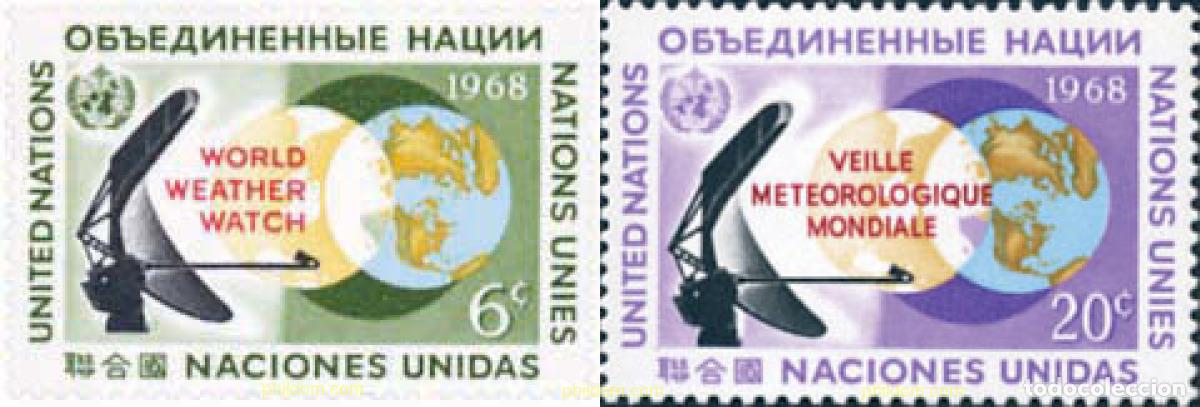 Sellos: 141235 MNH NACIONES UNIDAS. Nueva York 1968 CONTROL METEREOLOGICO MUNDIAL