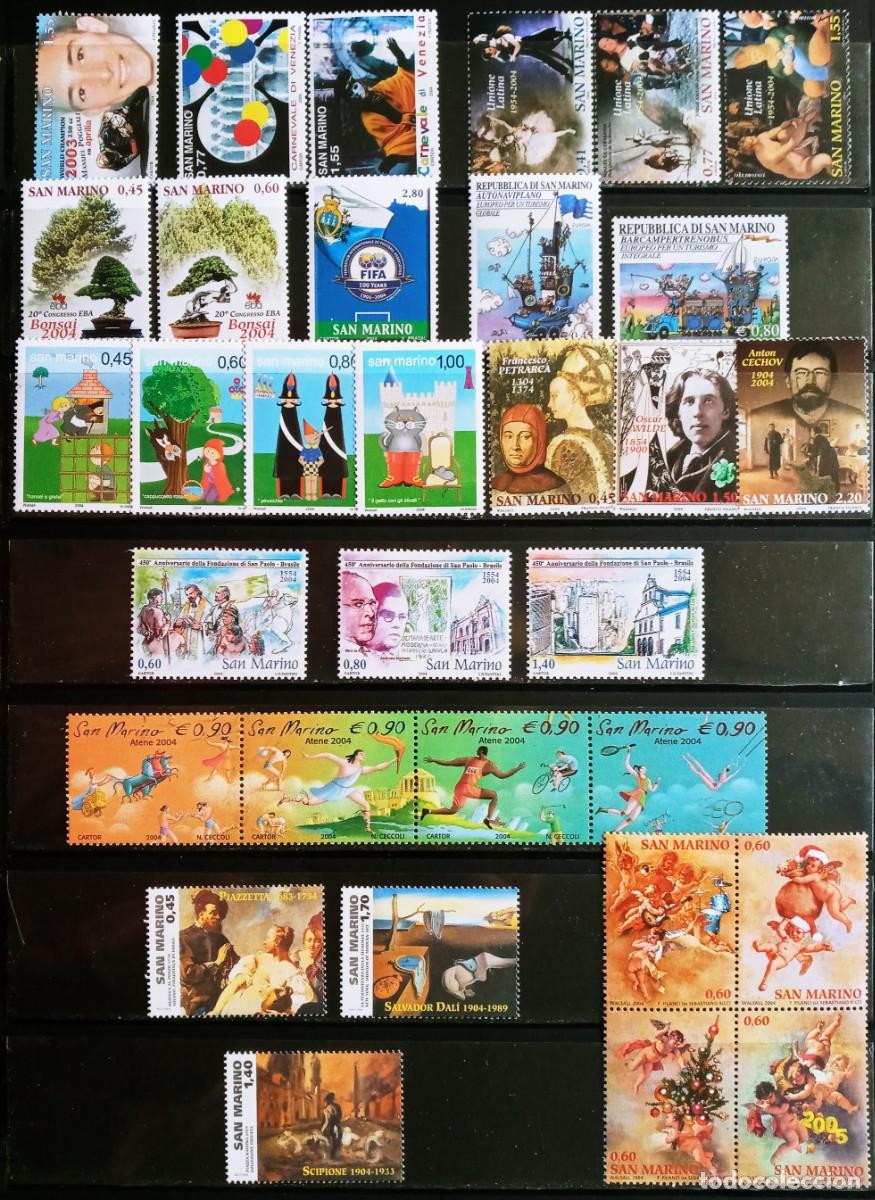 Sellos: SAN MARINO - IVERT A&Ntilde;O 2004 COMPLETO NUEVO ** 32 SELLOS+ 3 HOJA BLOQUE+ 1 CARNET LOS DE LAS 4 FOTOS